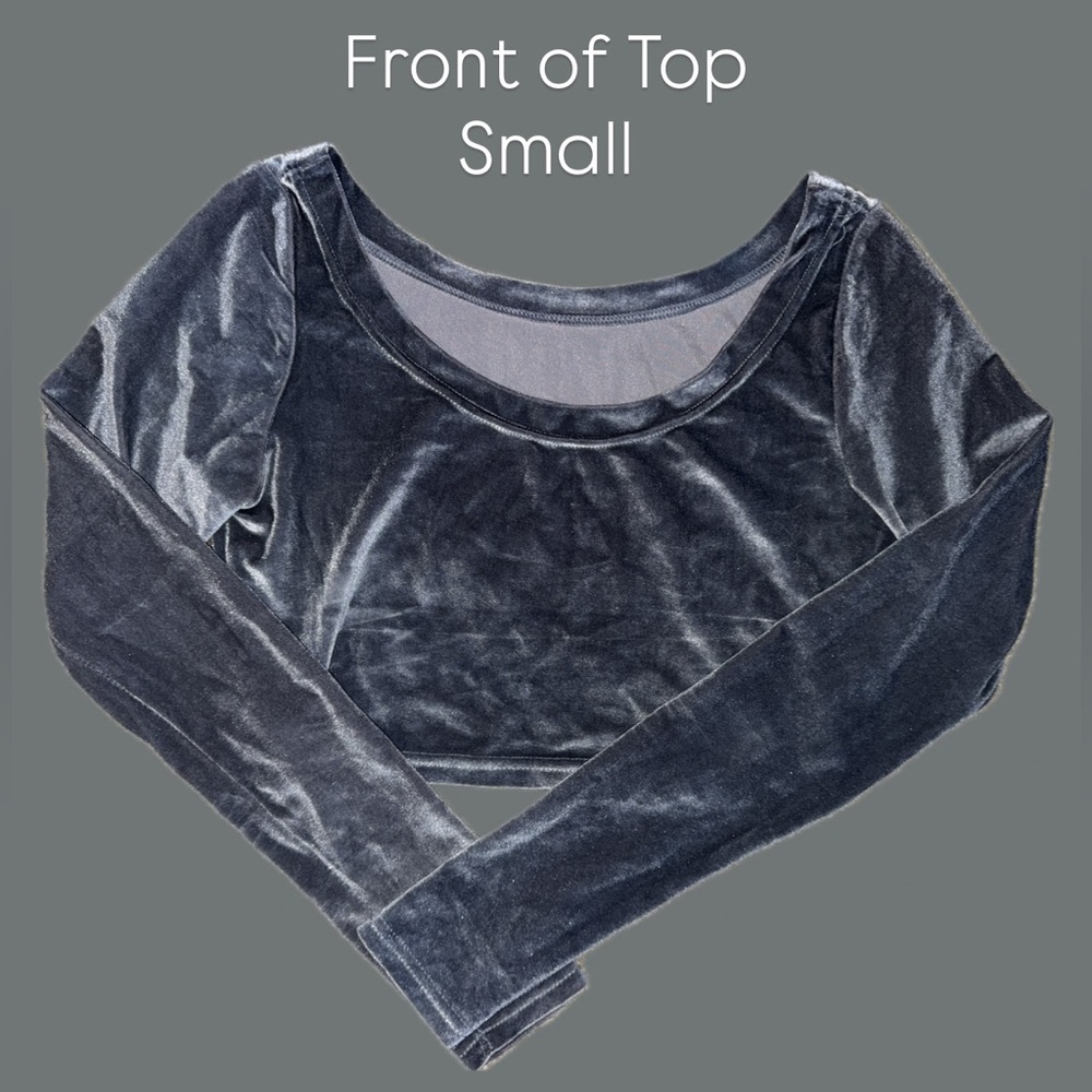 Rainbow Velvet Long Sleeve Crop Top - Silver